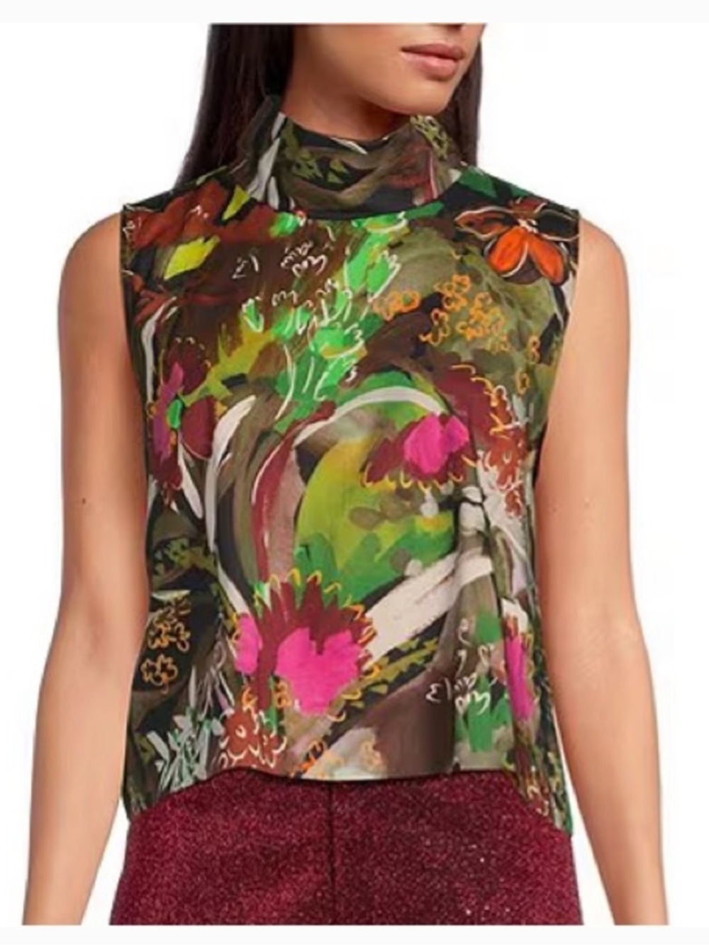 NWT Buru Cropped Floral Sleeveless Mod Top